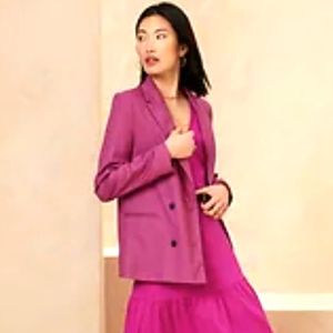 Double Breasted Linen Blend Blazer